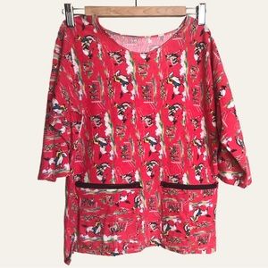 60s Vintage Handmade Western Print Top